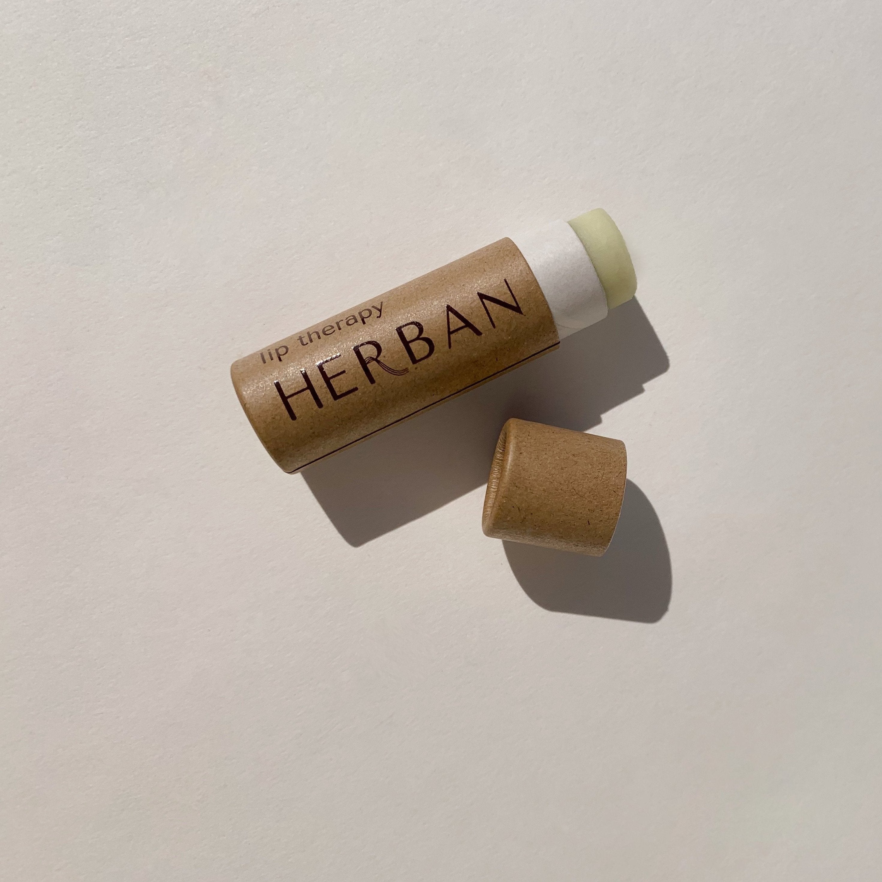 Lip Therapy Lip balm made with shea butter & avocado oil and stored in plastic free, compostable packaging