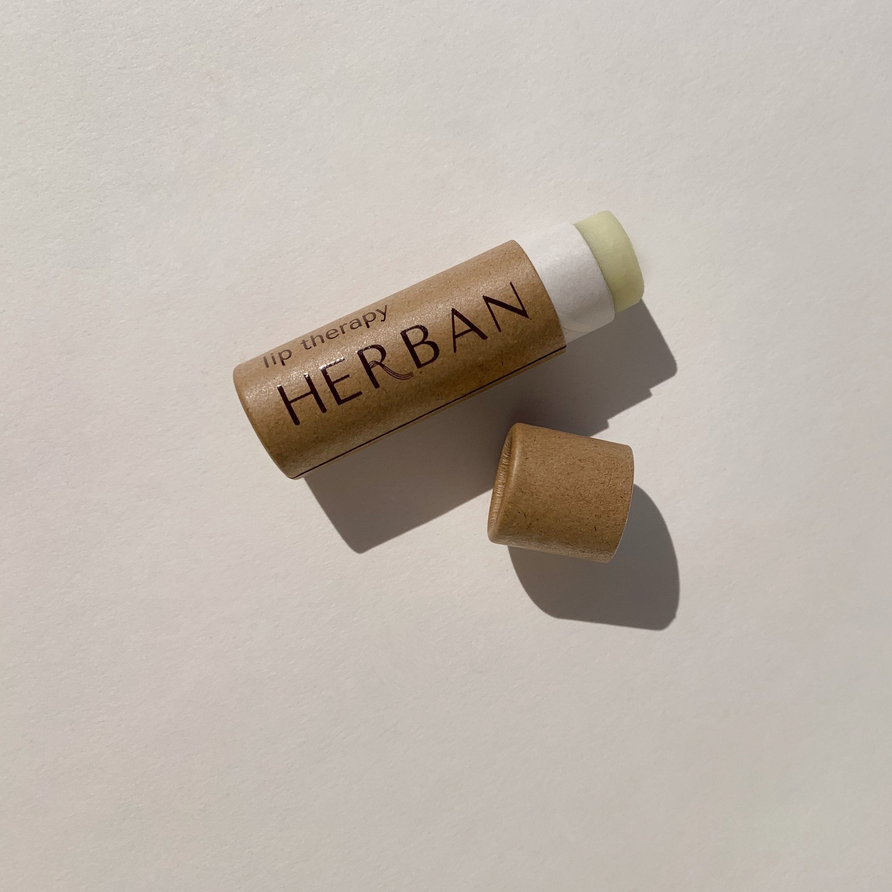 Lip Therapy Lip balm made with shea butter & avocado oil and stored in plastic free, compostable packaging 